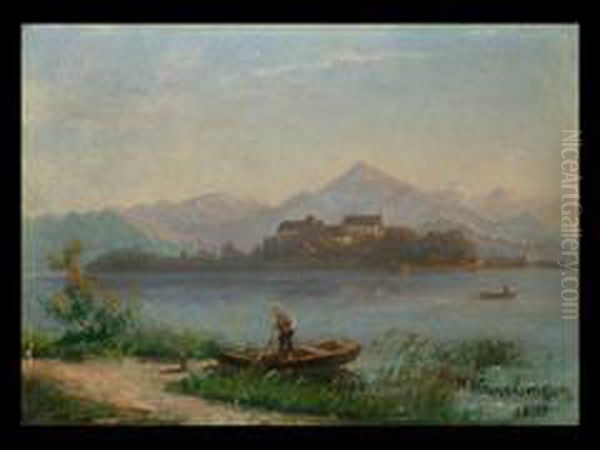 Seelandschaft Mit Fischer Oil Painting by Carl Kronberger