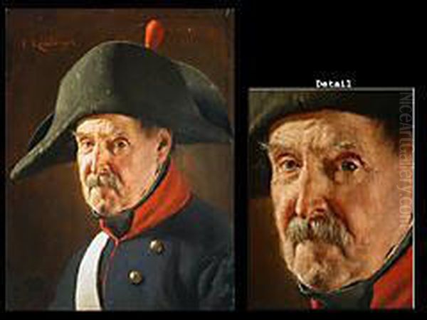 Portrait Eines Alten Mannes In Uniform Oil Painting by Carl Kronberger