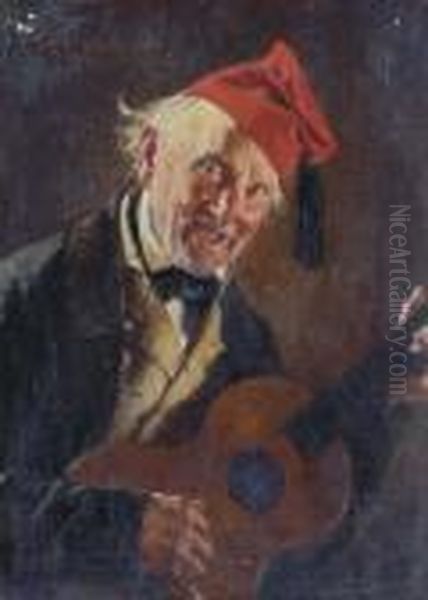 The Merry Musician Oil Painting by Carl Kronberger