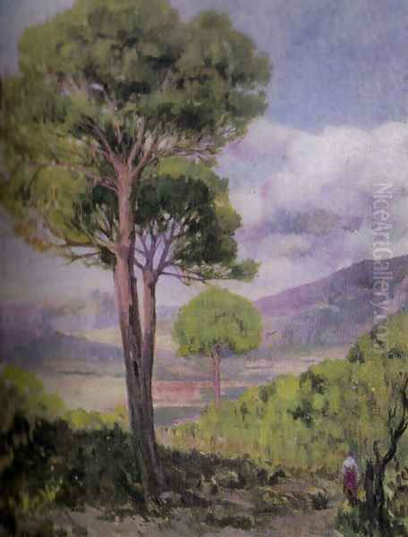 Paisaje con arbol Oil Painting by Fernando Cabrera Canto