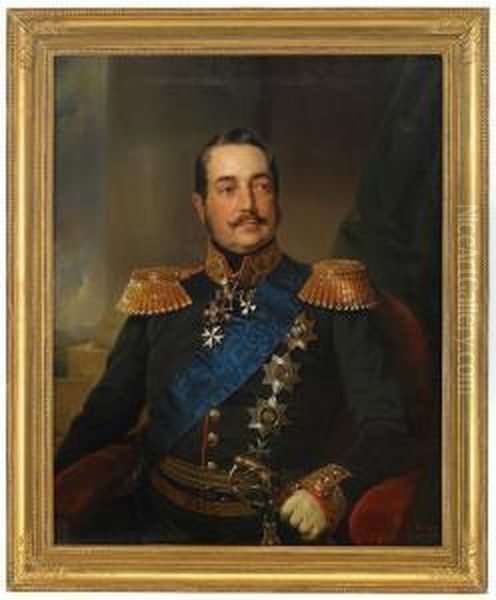 Portrait Of General Lieutenant Count G.g. Kusheliov Oil Painting by Franz Krutger