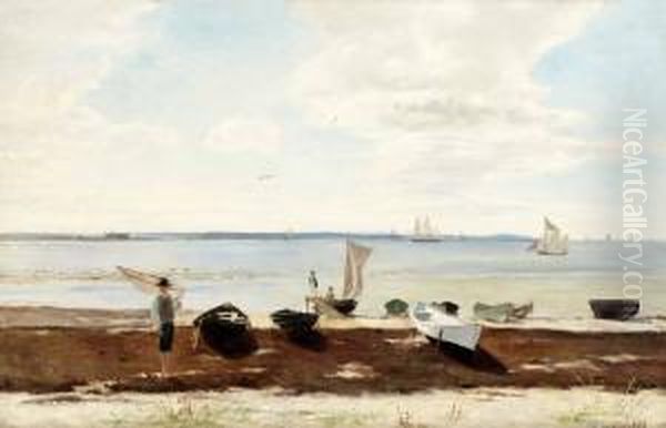 Strandmotiv, Oresund Oil Painting by Olof Krumlinde