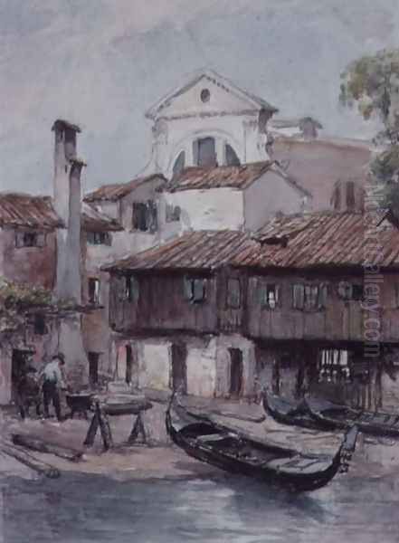 Shipyard near the Church of San Trovaso, Venice Oil Painting by Hugh Carter