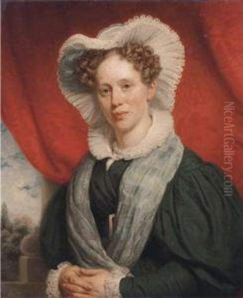 Portrait Of Agatha Abrahamina Des Amorie Van Der Hoeven Oil Painting by Frederik Marianus Kruseman