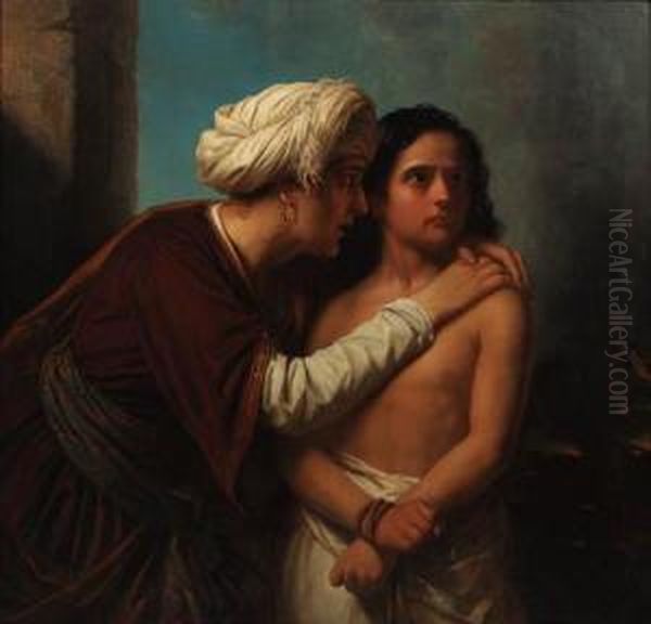 Sarah And Isaac Oil Painting by Frederik Marianus Kruseman