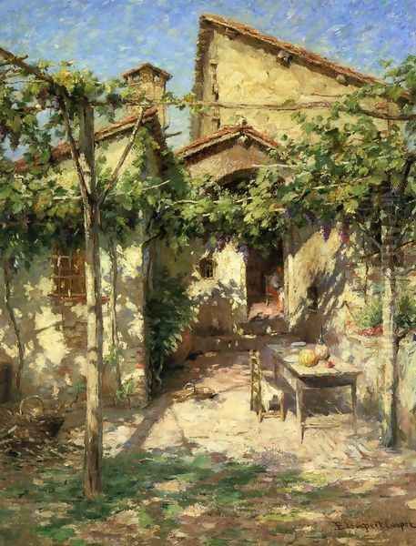 Courtyard Scene Oil Painting by Emma Lampert Cooper