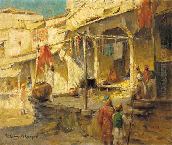 Market Scene Oil Painting by Emma Lampert Cooper