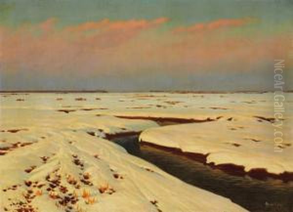 Winter Landscape Oil Painting by Constantin Kryschitskij