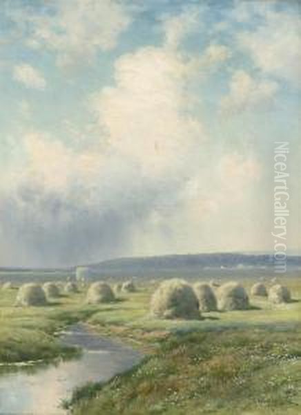 Haymaking Oil Painting by Constantin Kryschitskij