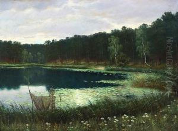 Au Bord Du Lac. Oil Painting by Constantin Kryschitskij