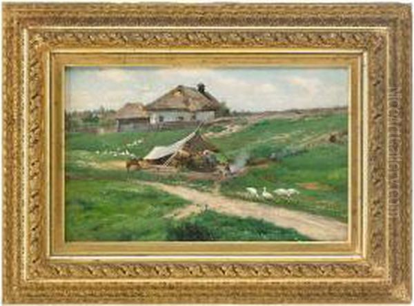 Ukrainian Summer Landscape Oil Painting by Constantin Kryschitskij