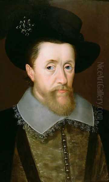 Portrait of James VI of Scotland and I of England (1566-1625) Oil Painting by John de Critz