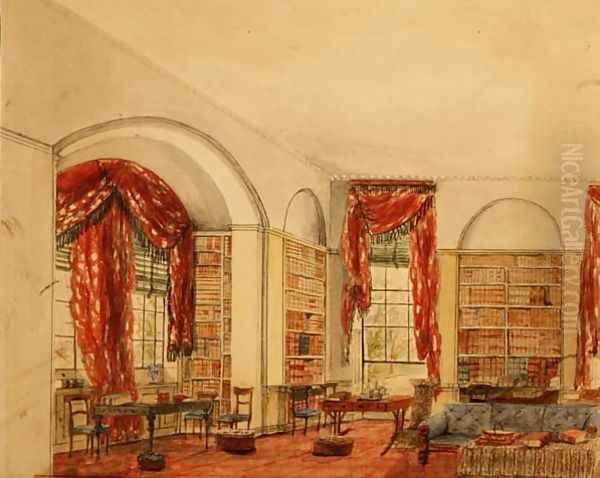 Side View of the Library at Aynhoe Oil Painting by Julia Cartwright