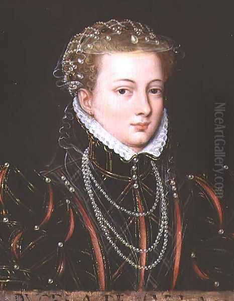 Portrait of Margaret, Duchess of Parma (1522-86), Regent of the Netherlands 1559-67 Oil Painting by (circle of) Clouet, Francois