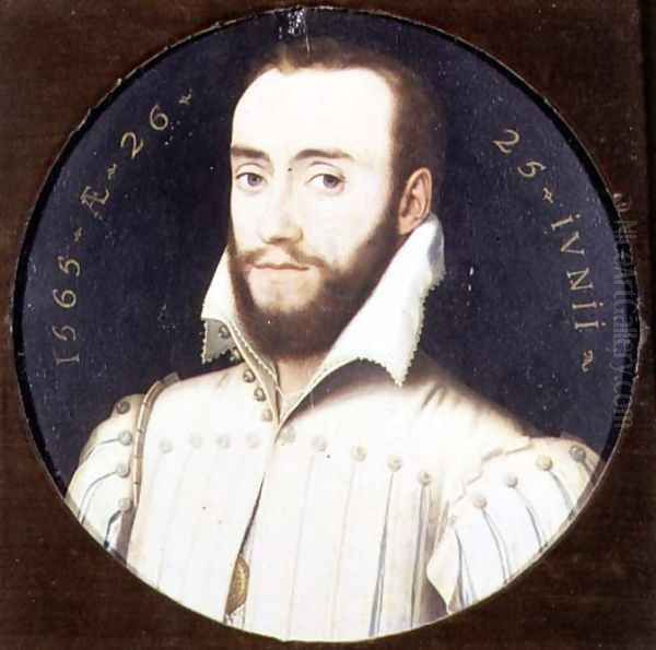 Portrait of a Bearded Gentleman, Aged 26, 1565 Oil Painting by (circle of) Clouet, Francois