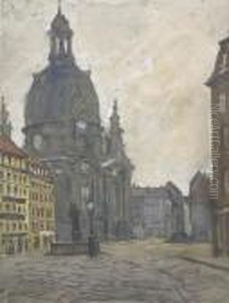 Die Frauenkirche In Dresden. Oil Painting by Gotthardt Kuehl