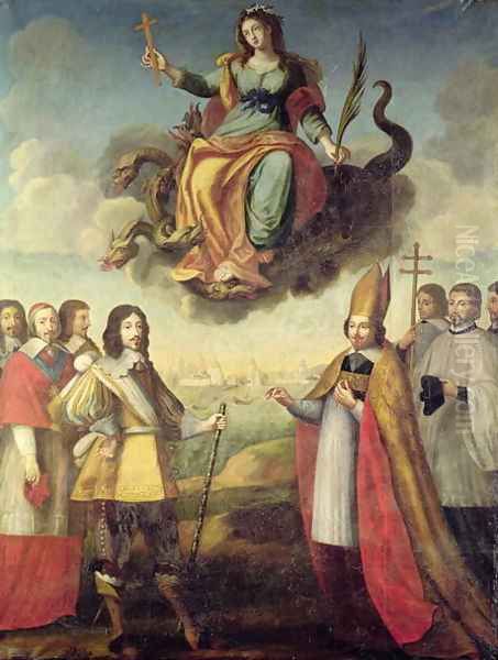 Entry of Louis XIII King of France and Navarre, into La Rochelle, 1st November 1628 Oil Painting by Pierre Courtillon