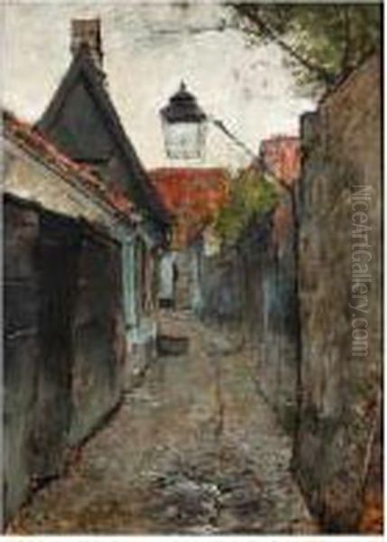 The Little Street Oil Painting by Gotthardt Kuehl