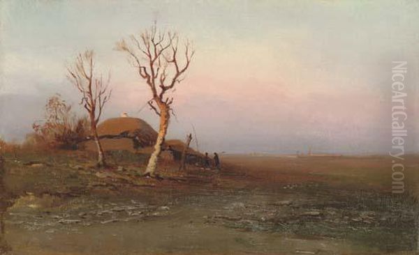 Early Evening Oil Painting by Arkhip Ivanovich Kuindzhi