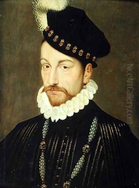 Portrait of Charles IX (1550-74) c.1572-73 Oil Painting by (workshop of) Clouet, Francois