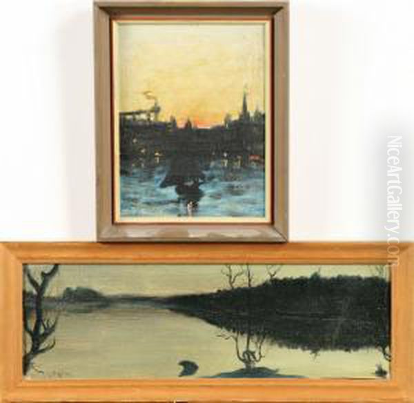 Stockholmsmotiv Resp Insjolandskap Oil Painting by Axel Kulle