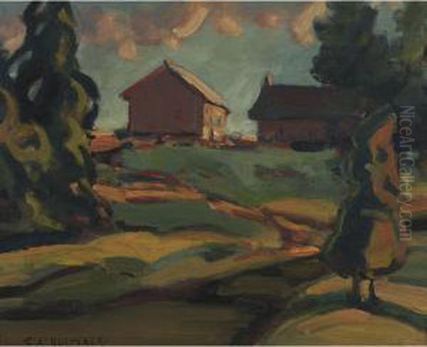 Farm Houses Oil Painting by George Arthur Kulmala