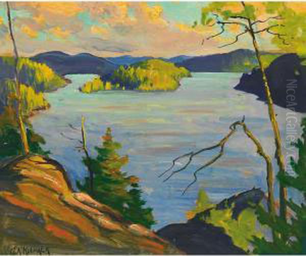 Sun Rise At The Cliff Oil Painting by George Arthur Kulmala