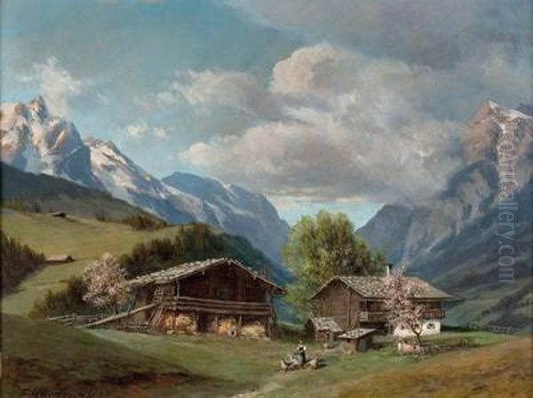 Motiv Aus Dem Imlautal Mit Blick Gegen Den Pass Lueg Oil Painting by Franz Kulstrunk