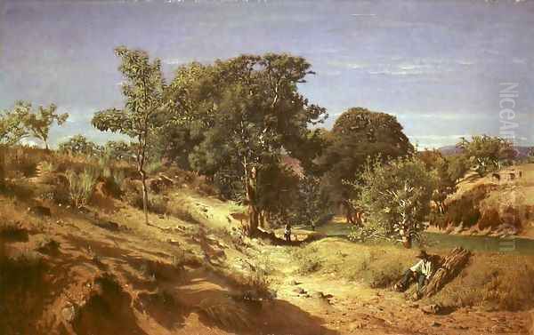 Rural Countryside near Lasalle Oil Painting by Alexandre Eugene Castelnau