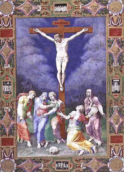 Crucifixion, with the Virgin, St. John the Evangelist and the Three Maries Oil Painting by Giorgio-Giulio Clovio