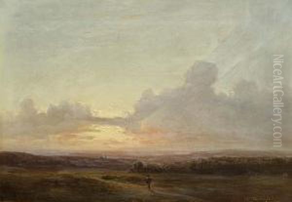 Weite Romantische Stimmungslandschaft Oil Painting by Karl Robert Kummer