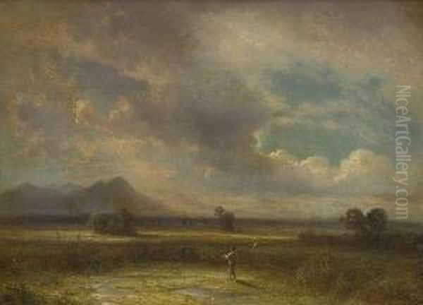 Vorgebirgslandschaft. Oil Painting by Karl Robert Kummer