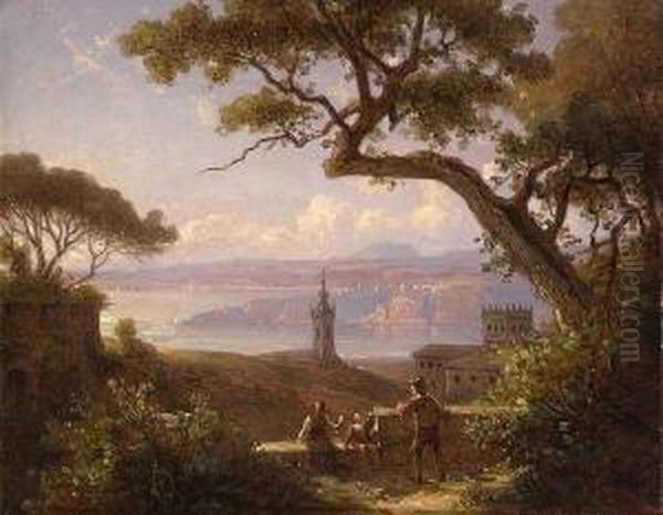 Portugiesische
 Kustenlandschaft. Oil Painting by Karl Robert Kummer