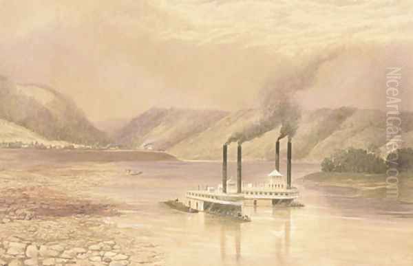 The Ohio River near Wheeling, West Virginia Oil Painting by Lefevre James Cranstone