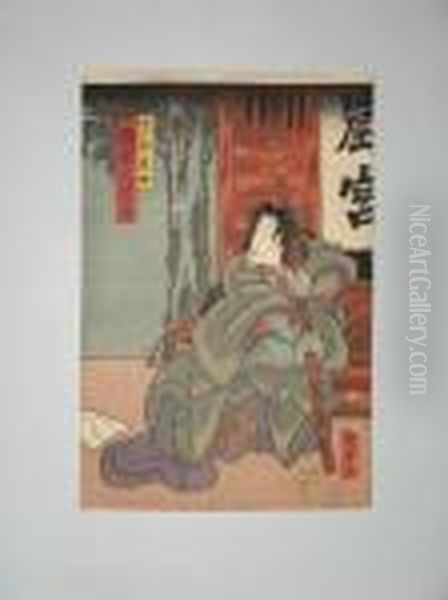 Un Homme Tenant Son Baton De Pelerin Oil Painting by Kunisada