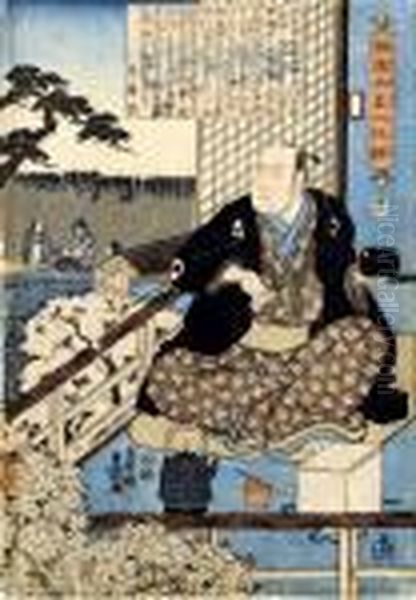 Samourai Buvant Du The Oil Painting by Kunisada