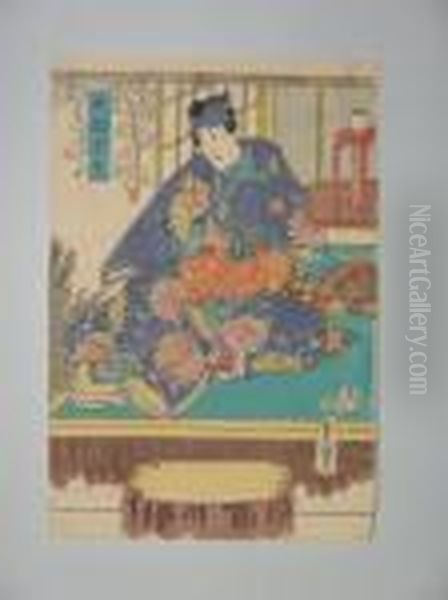 Presd'un Koto Oil Painting by Kunisada