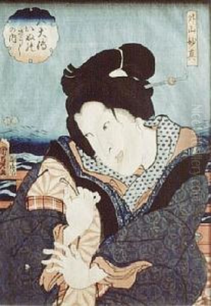 Kobieta Na Moscie Oil Painting by Kunisada