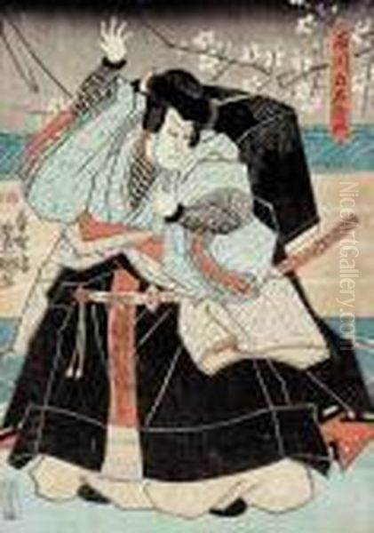 Aktor Pod Galezia Kwitnacej Sliwy Oil Painting by Kunisada