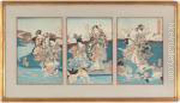 Triptych Oil Painting by Utagawa Kunisada