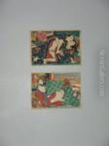 Des Couples Enlaces Oil Painting by Kuniyoshi