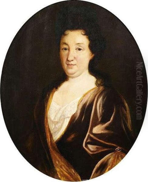 Portrait Of A Lady In Three Quarter View To The Left. Oil Painting by Johann Kupetzki