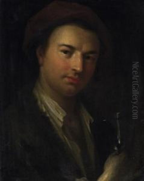 Portrait Of A Young Man With Wineglass Oil Painting by Johann Kupetzki