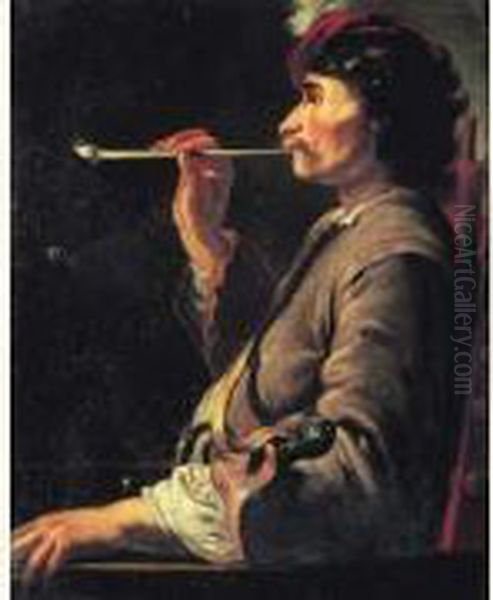 Portrait D'un Fumeur Oil Painting by Johann Kupetzki