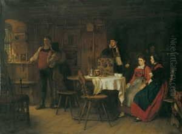 Ein Sturmischer Verlobungstag. Oil Painting by Eduard Kurzbauer