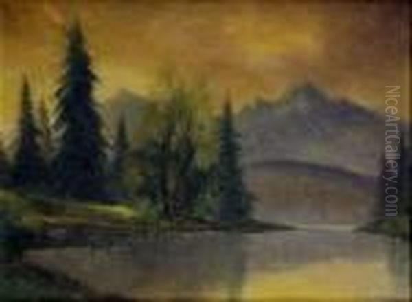 Tatransky Motiv (pri Riekepoprad) Oil Painting by Jeno Kuszka