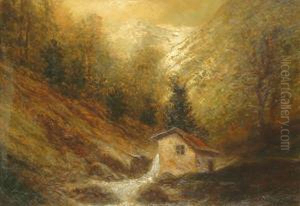 Vizimalom Oil Painting by Jeno Kuszka