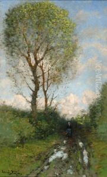 Woman In A Forest In Therain Oil Painting by Cornelis Kuypers