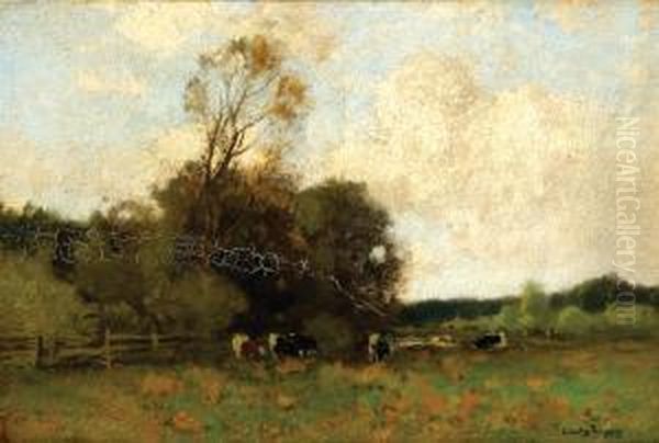 Cows In A Landscape Oil Painting by Cornelis Kuypers