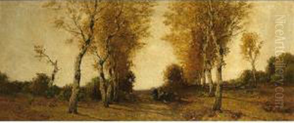 An Autumn Landscape With Figures On A Path Oil Painting by Cornelis Kuypers